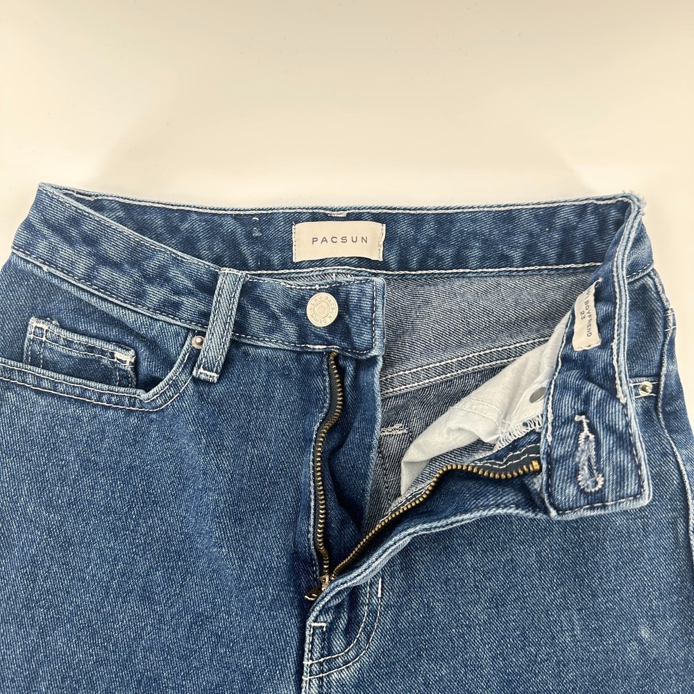 Pacsun Jeans Womens 23 Blue‎ Denim Distressed Hem 90s Boyfriend Mid Rise